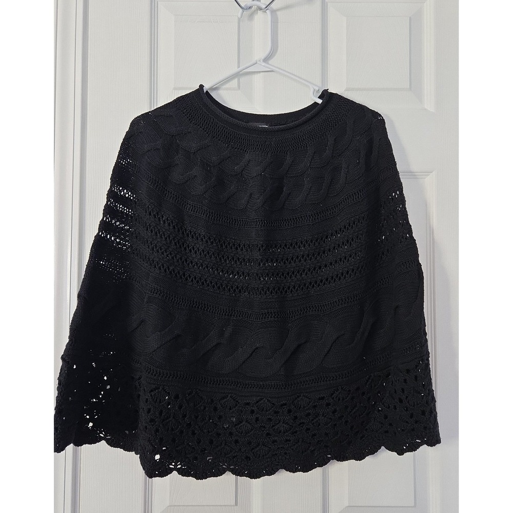 New Directions Womans Poncho Sweater Size Large/Extra Large Black